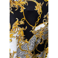 PLUS SIZE MULTI CHAIN PRINT BUTTON UP COLLARED BLOUSE