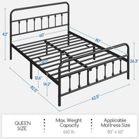 Queen Size Metal Platform Bed Frame With Storage Black