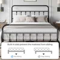 Queen Size Metal Platform Bed Frame With Storage Black