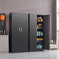 Black Metal Storage Cabinet With Locking Adjustable Shelves