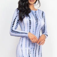Tie-dye Printed Lettuce Trim Bodycon Dress