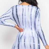 Tie-dye Printed Lettuce Trim Bodycon Dress