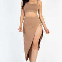 Crop Cami & Split Thigh Maxi Skirt Set - Passion 4 Fashion USA