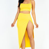 Crop Cami & Split Thigh Maxi Skirt Set - Passion 4 Fashion USA