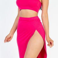Crop Cami & Split Thigh Maxi Skirt Set - Passion 4 Fashion USA