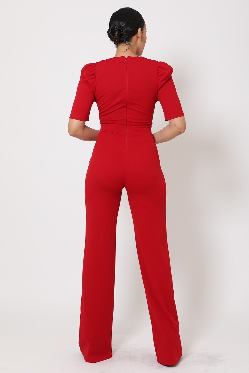 Deep V-neck Crochet Bodice Jumpsuit - Passion 4 Fashion USA
