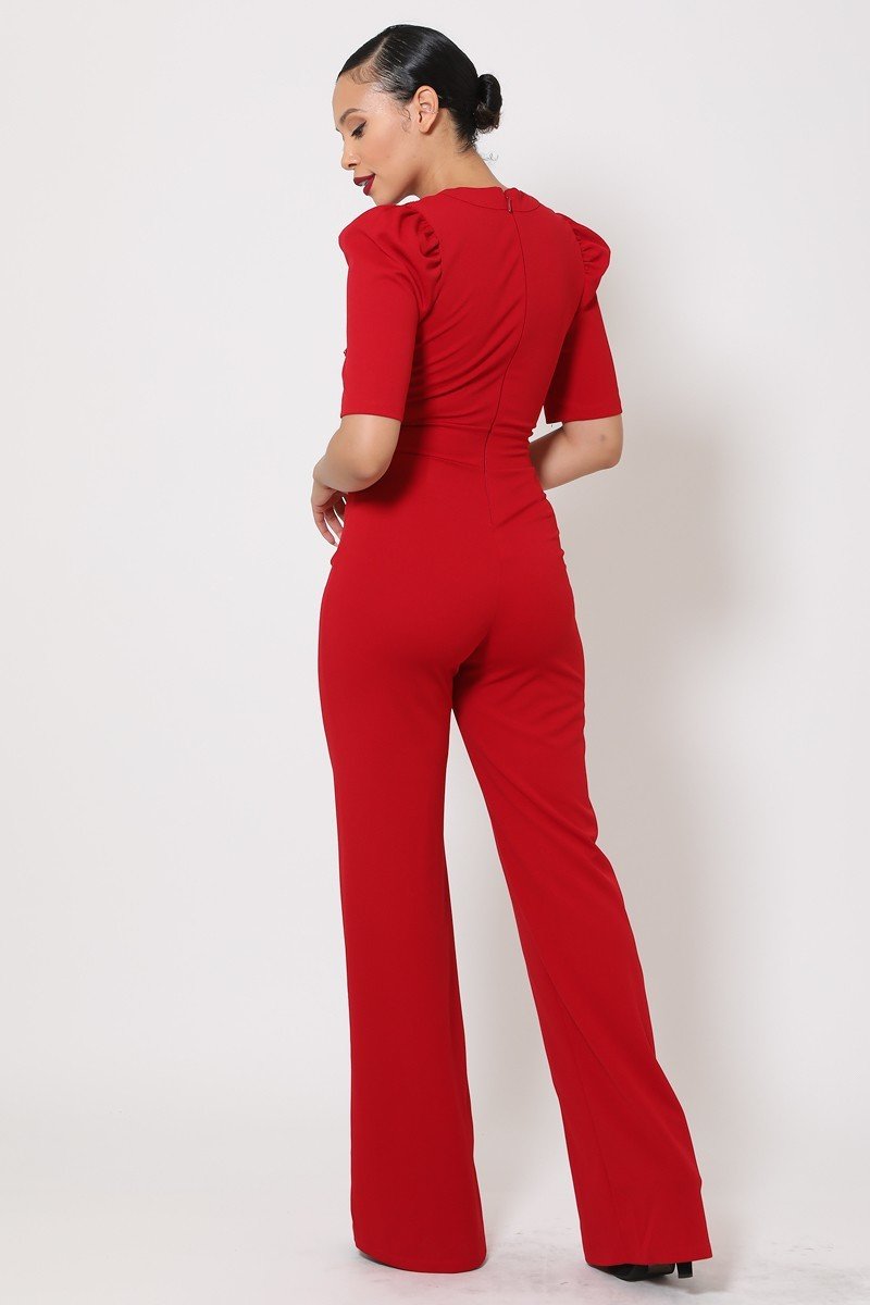 Deep V-neck Crochet Bodice Jumpsuit - Passion 4 Fashion USA