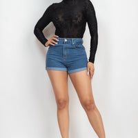 Embroidered Mock Neck Keyhole Bodysuit - Passion 4 Fashion USA