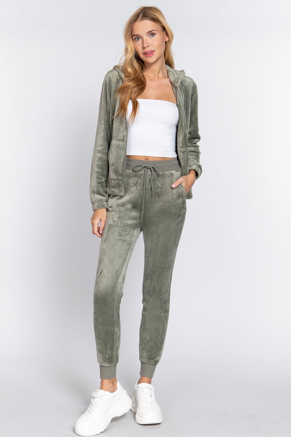 Faux Fur Jacket & Jogger Pants Set - Passion 4 Fashion USA