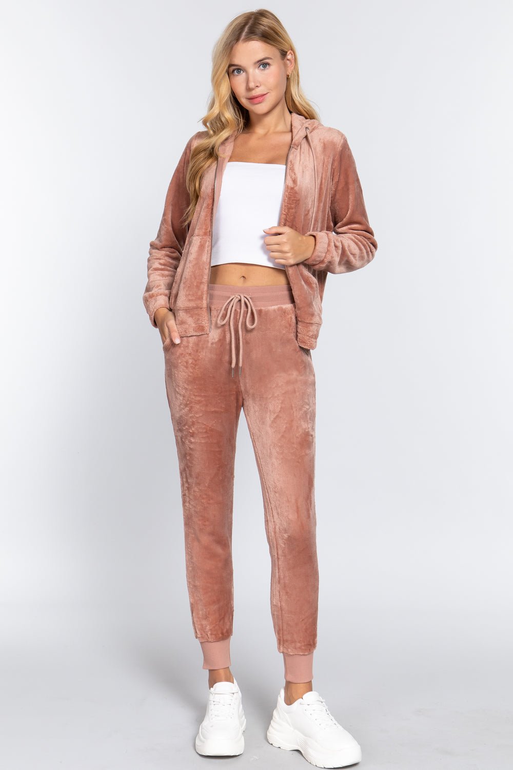 Faux Fur Jacket & Jogger Pants Set - Passion 4 Fashion USA
