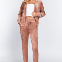 Faux Fur Jacket & Jogger Pants Set - Passion 4 Fashion USA