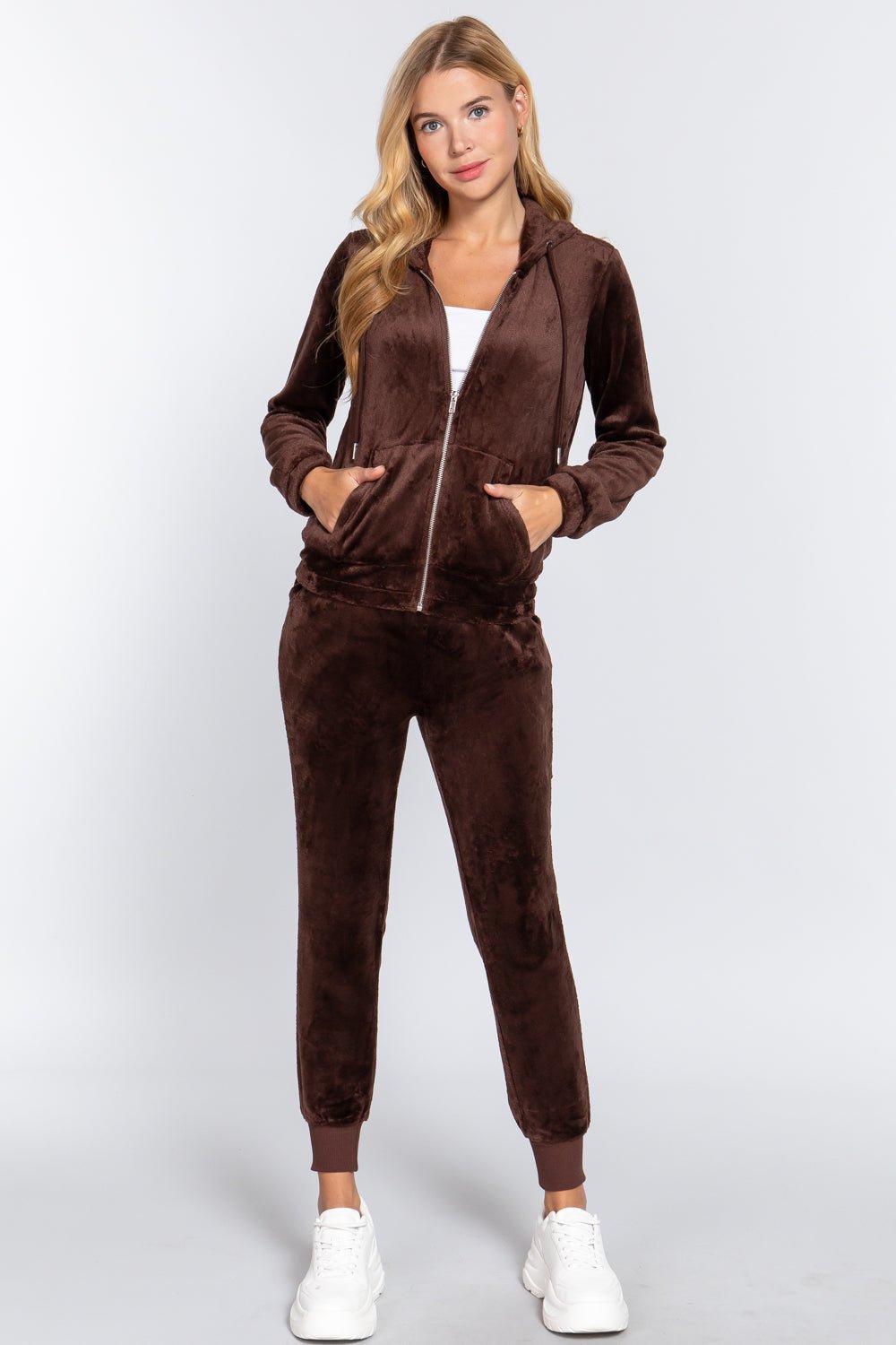 Faux Fur Jacket & Jogger Pants Set - Passion 4 Fashion USA