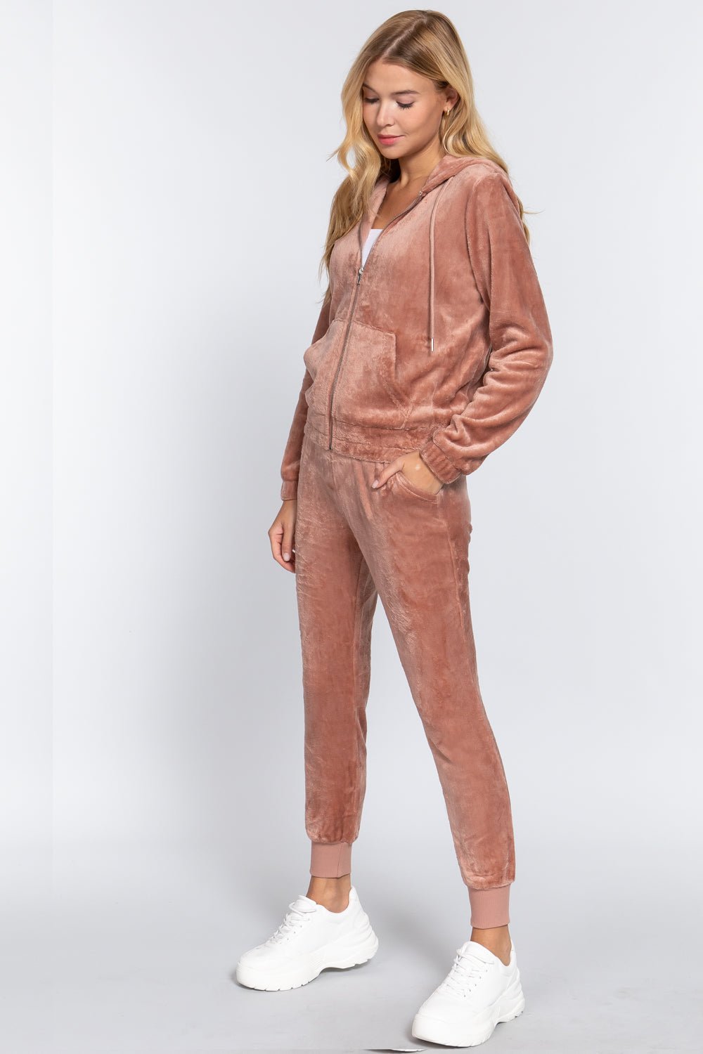 Faux Fur Jacket & Jogger Pants Set - Passion 4 Fashion USA