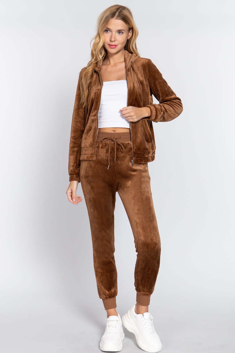 Faux Fur Jacket & Jogger Pants Set - Passion 4 Fashion USA