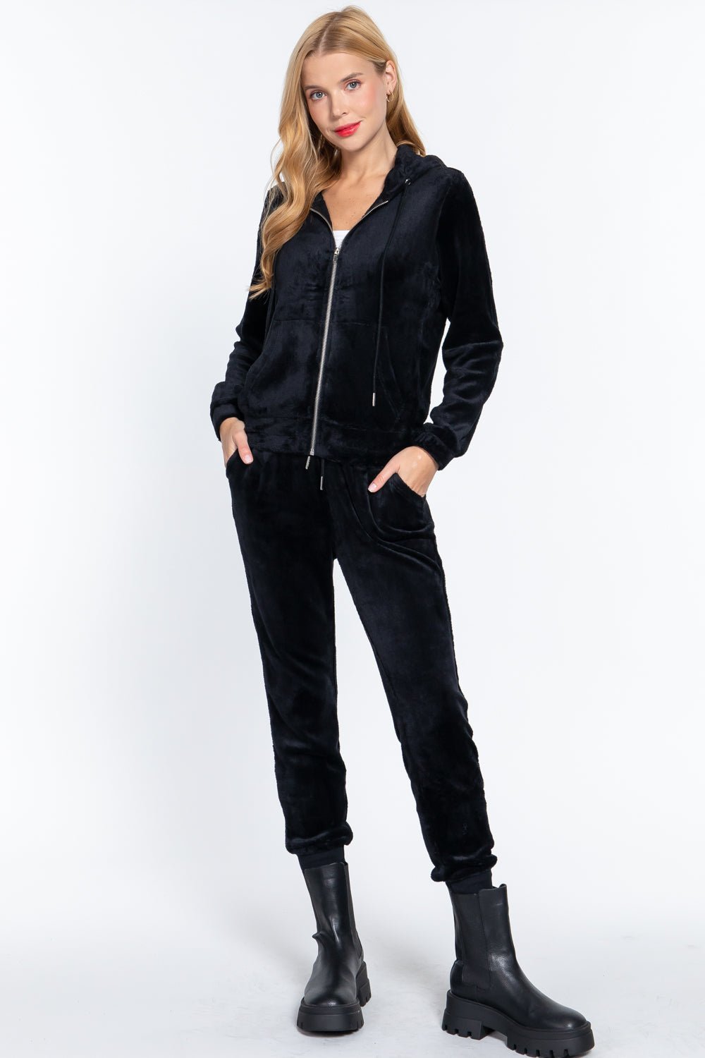Faux Fur Jacket & Jogger Pants Set - Passion 4 Fashion USA