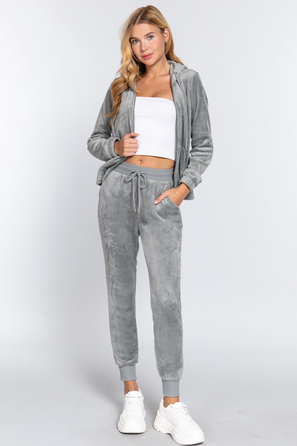 Faux Fur Jacket & Jogger Pants Set - Passion 4 Fashion USA