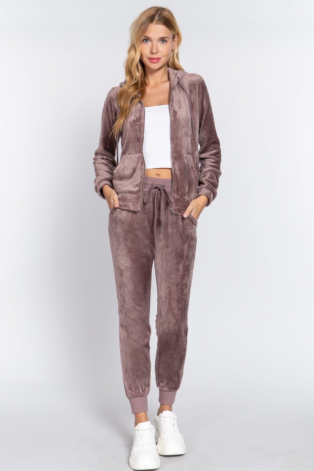 Faux Fur Jacket & Jogger Pants Set - Passion 4 Fashion USA