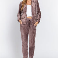 Faux Fur Jacket & Jogger Pants Set - Passion 4 Fashion USA