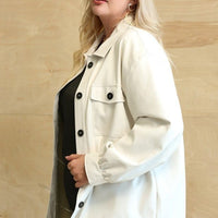 Faux Leather Button Down Shacket With Side Pockets - Passion 4 Fashion USA