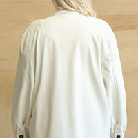 Faux Leather Button Down Shacket With Side Pockets - Passion 4 Fashion USA