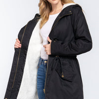 Fleece Lined Fur Hoodie Utility Jacket - Passion 4 Fashion USA