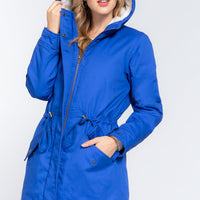 Fleece Lined Fur Hoodie Utility Jacket - Passion 4 Fashion USA