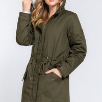 Fleece Lined Fur Hoodie Utility Jacket - Passion 4 Fashion USA