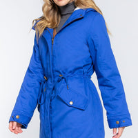 Fleece Lined Fur Hoodie Utility Jacket - Passion 4 Fashion USA