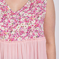 Floral Color Block Ruffle Detail Tiered V-neck Top - Passion 4 Fashion USA