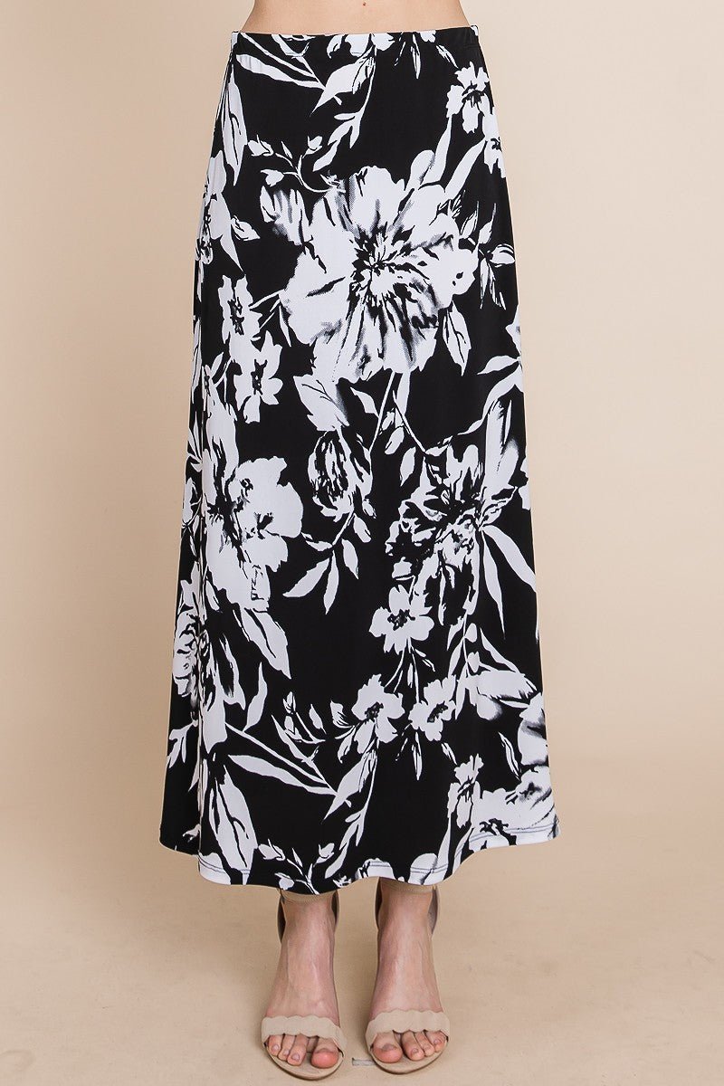 Floral Printed Maxi Skirt With Elastic Waistband - Passion 4 Fashion USA