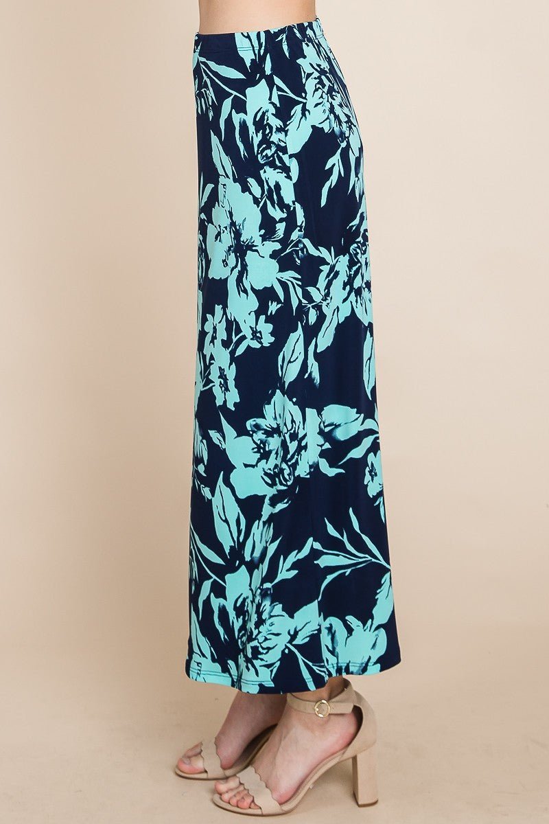 Floral Printed Maxi Skirt With Elastic Waistband - Passion 4 Fashion USA