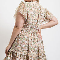 Floral Printed Ruffle Detail Dress With Elastic Waist - Passion 4 Fashion USA