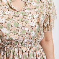 Floral Printed Ruffle Detail Dress With Elastic Waist - Passion 4 Fashion USA