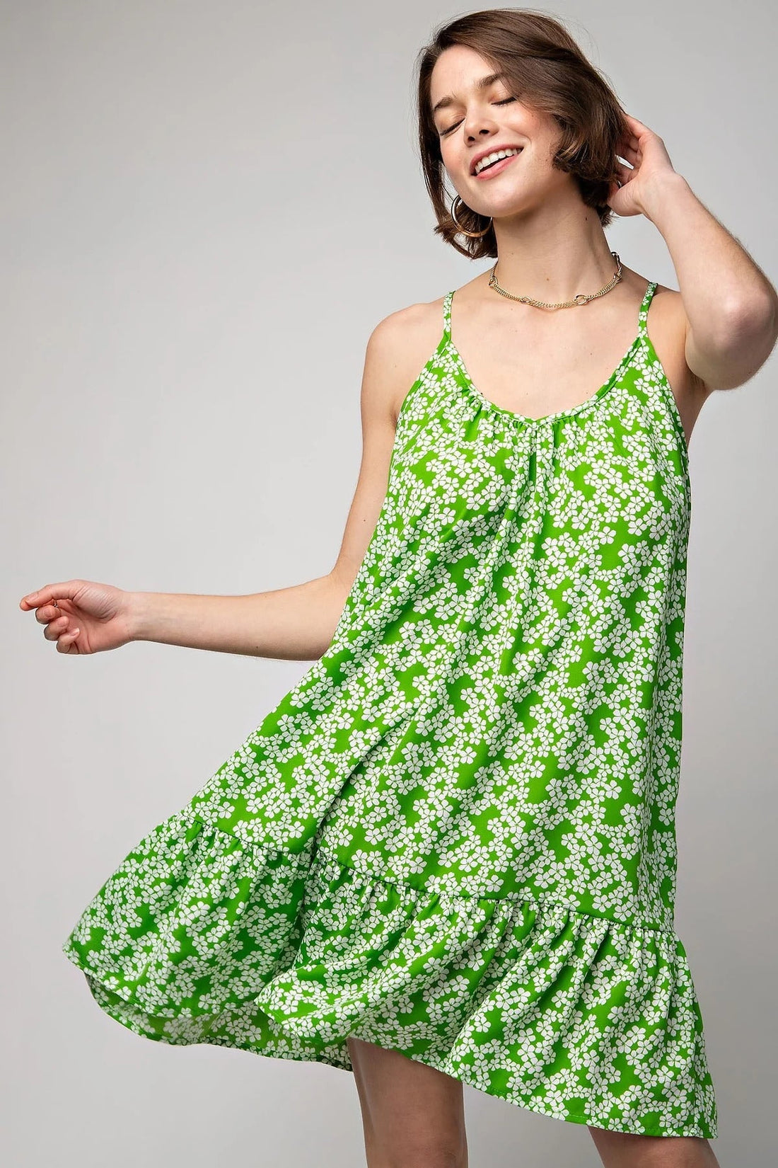 Floral Printed Wool Peach Cami Dress - Passion 4 Fashion USA