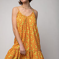 Floral Printed Wool Peach Cami Dress - Passion 4 Fashion USA