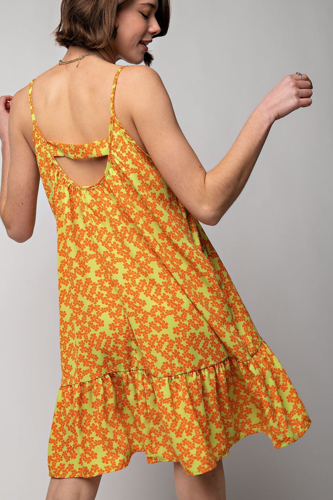 Floral Printed Wool Peach Cami Dress - Passion 4 Fashion USA