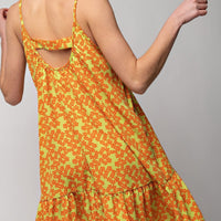 Floral Printed Wool Peach Cami Dress - Passion 4 Fashion USA