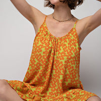 Floral Printed Wool Peach Cami Dress - Passion 4 Fashion USA