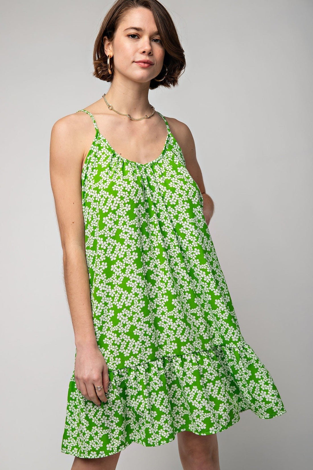 Floral Printed Wool Peach Cami Dress - Passion 4 Fashion USA