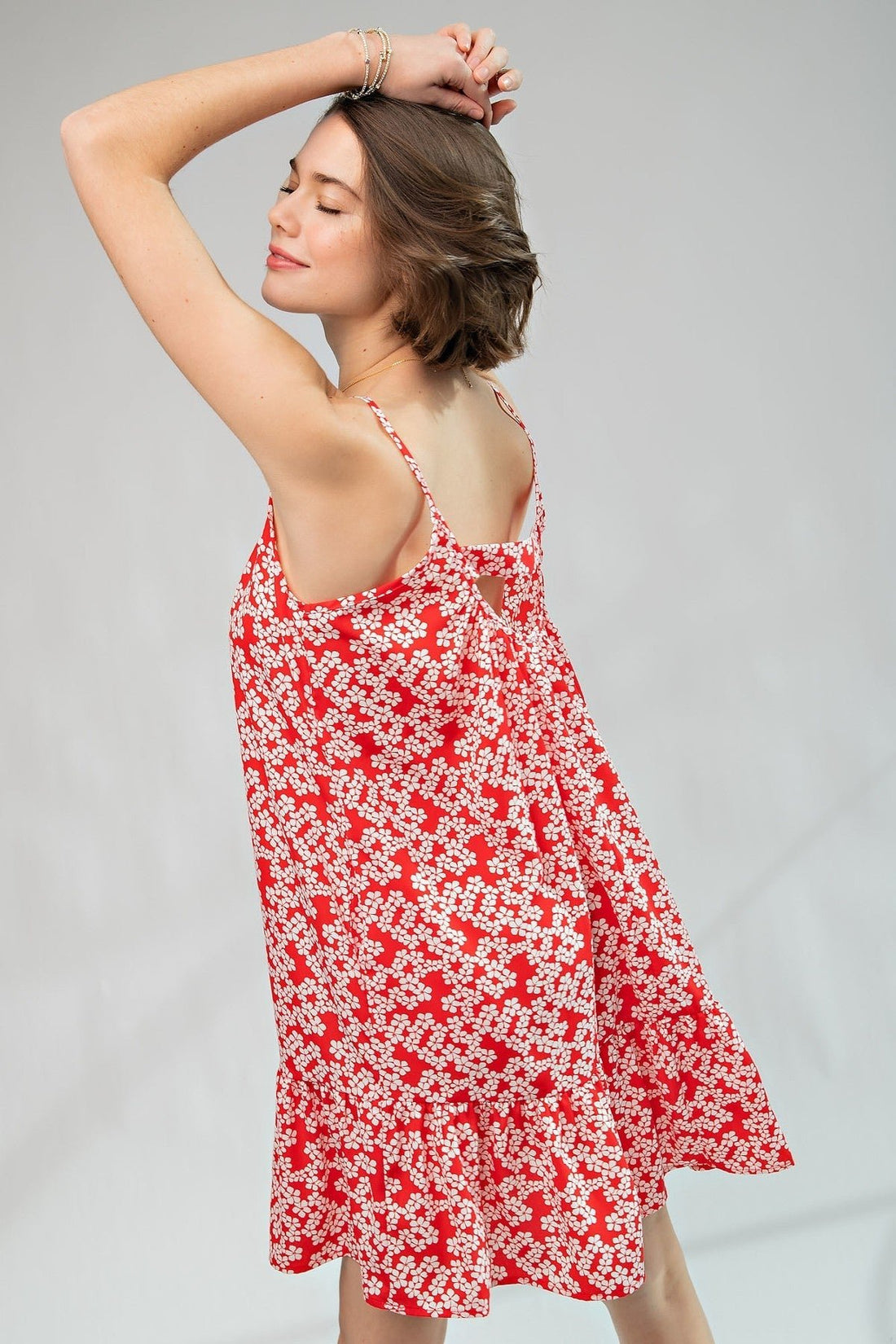 Floral Printed Wool Peach Cami Dress - Passion 4 Fashion USA