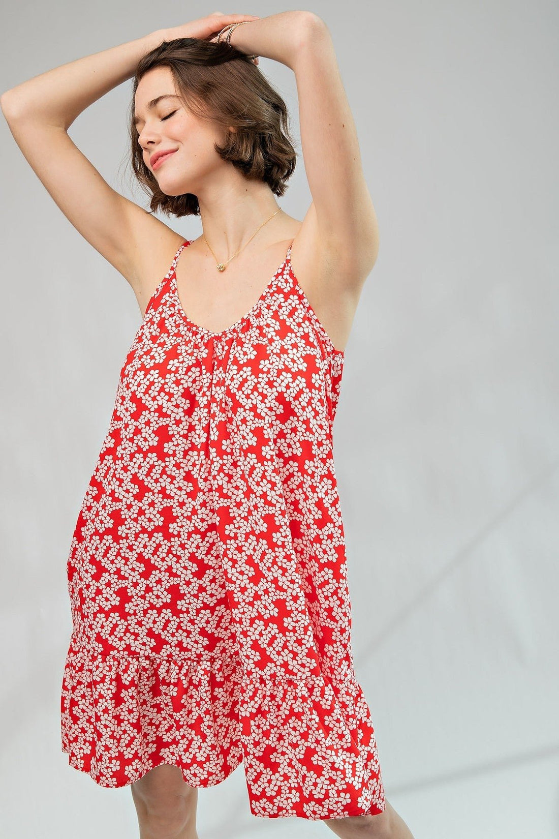 Floral Printed Wool Peach Cami Dress - Passion 4 Fashion USA