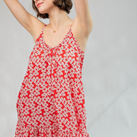 Floral Printed Wool Peach Cami Dress - Passion 4 Fashion USA