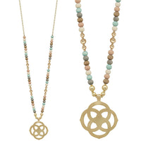 Flower Geometric Pendant Wood Bead Necklace - Passion 4 Fashion USA