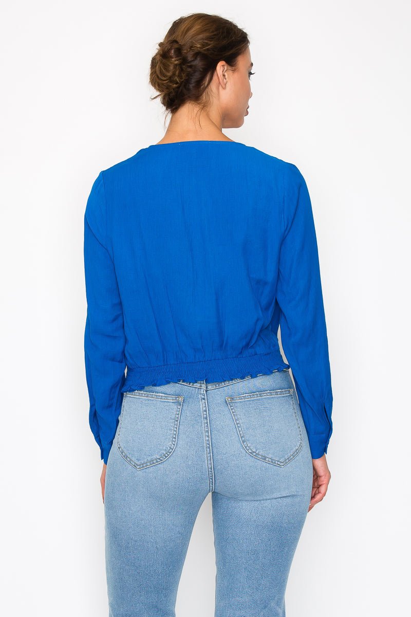 Front Wrap Surplice Neck Top - Passion 4 Fashion USA