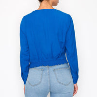 Front Wrap Surplice Neck Top - Passion 4 Fashion USA