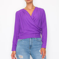Front Wrap Surplice Neck Top - Passion 4 Fashion USA