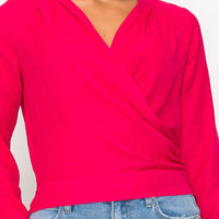 Front Wrap Surplice Neck Top - Passion 4 Fashion USA