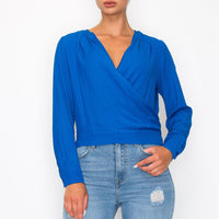 Front Wrap Surplice Neck Top - Passion 4 Fashion USA