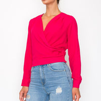 Front Wrap Surplice Neck Top - Passion 4 Fashion USA