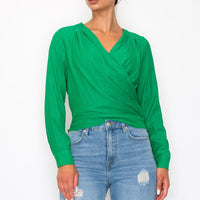 Front Wrap Surplice Neck Top - Passion 4 Fashion USA